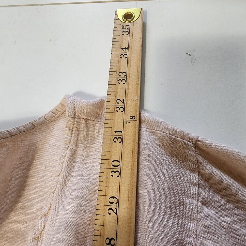 Lung O L’arno Beige 100% Linen Round Neck Top 3/4 Sleeves Lace Trimmed Size 3XL - Picture 5 of 9